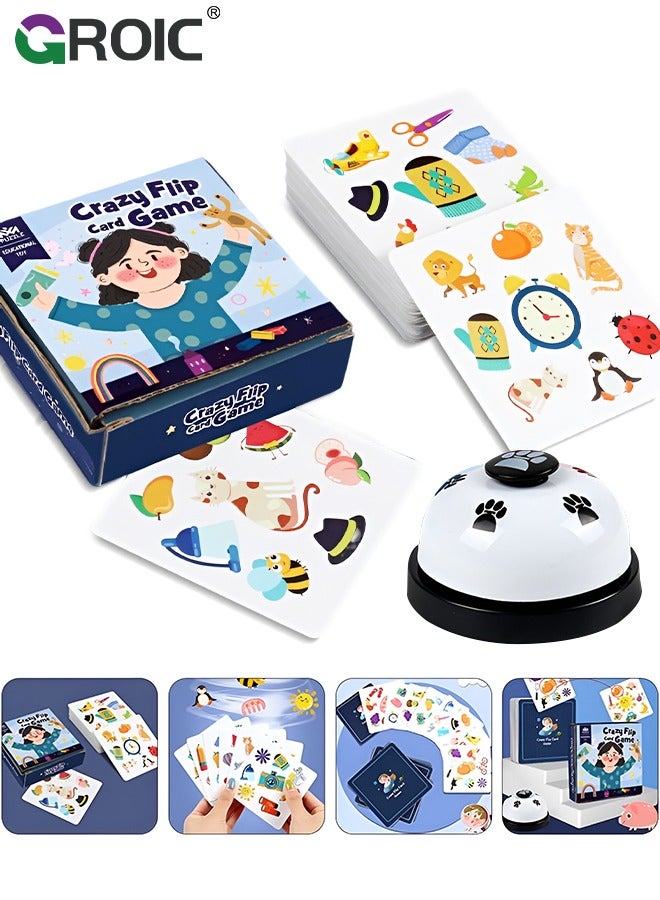GROIC 54PCS Memory Matching Game with Game Bell, Classic Playing Card Game Set for Kids, Concentration Reaction Training Parent-Child Interaction Board Game Early Education Memory Card Toy - Image 1