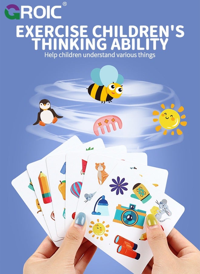 GROIC 54PCS Memory Matching Game with Game Bell, Classic Playing Card Game Set for Kids, Concentration Reaction Training Parent-Child Interaction Board Game Early Education Memory Card Toy - Image 3