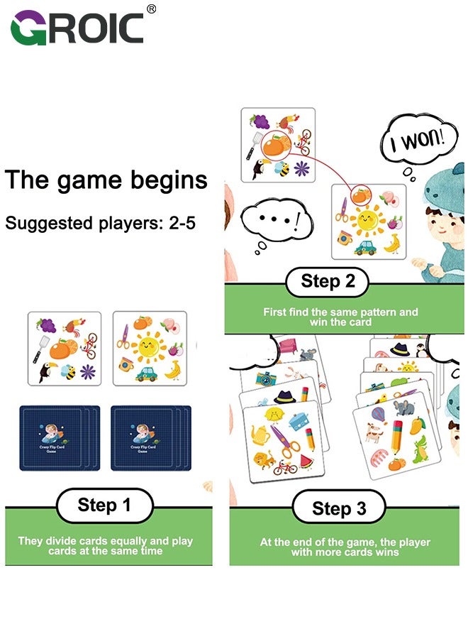 GROIC 54PCS Memory Matching Game with Game Bell, Classic Playing Card Game Set for Kids, Concentration Reaction Training Parent-Child Interaction Board Game Early Education Memory Card Toy - Image 5