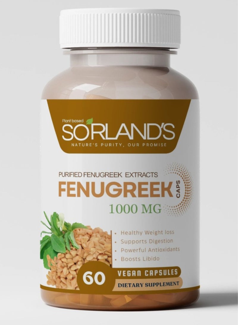 Sorland's Premium Fenugreek Extract – 60 Vegan Capsules | 100% Pure & Natural | Non-GMO | Supports Digestion, Energy, Vitality & Hormonal Balance | Free from Additives & Preservatives - Image 1