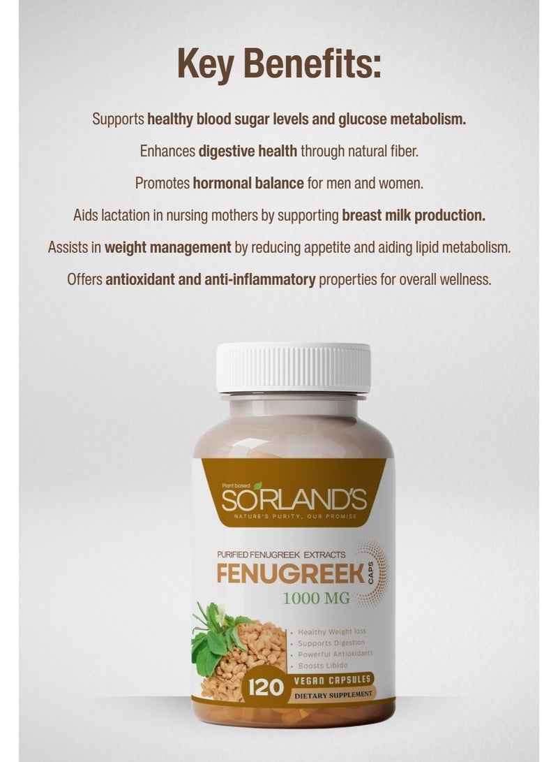 Sorland's Premium Fenugreek Extract – 60 Vegan Capsules | 100% Pure & Natural | Non-GMO | Supports Digestion, Energy, Vitality & Hormonal Balance | Free from Additives & Preservatives - Image 3