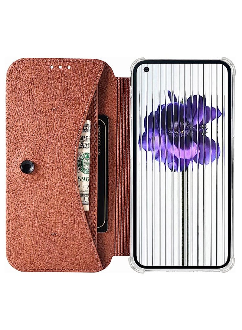 vesus Nothing Phone 1 Case Clear Protective Case TPU Bumper Ultra Thin Slim Fit Anti-Scratch Shockproof PU Leather Flip Wallet Stand Sucker Cover for Nothing Phone (1) Transparent back - Image 2