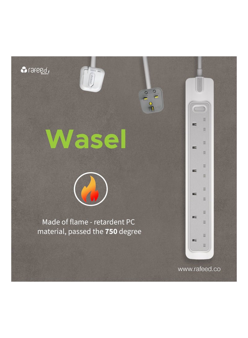 RAFEED Extension Cord With Master Switch 2M 6 Sockets 13A 2990W (WA20007) - Image 5