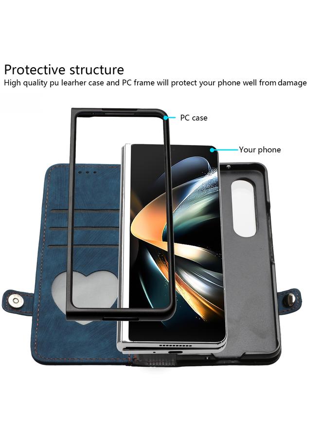 اس-توب جراب لهاتف Samsung Galaxy Z Fold 4 5G جراب هاتف جلدي مزدوج الطي مع مشبك جانبي - Image 5