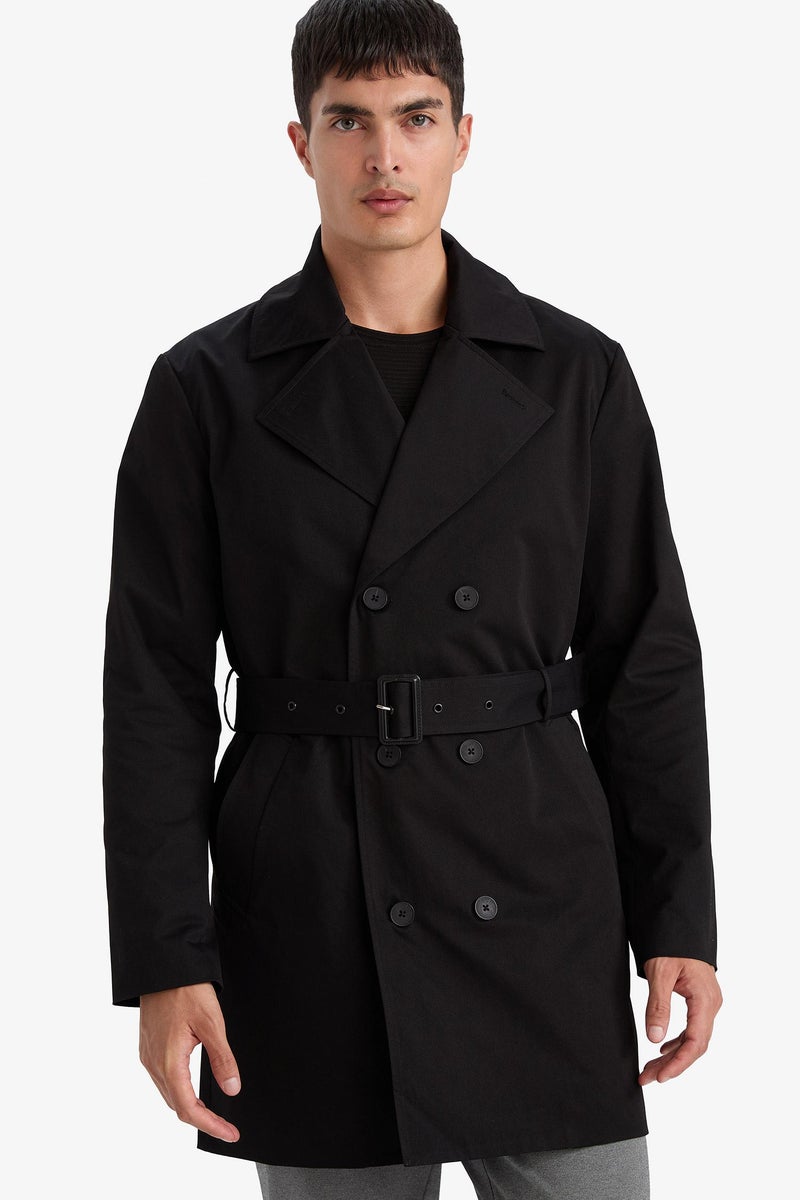 DeFacto Black Man Slim Fit Lined Buttoned Coat Casual - Image 4