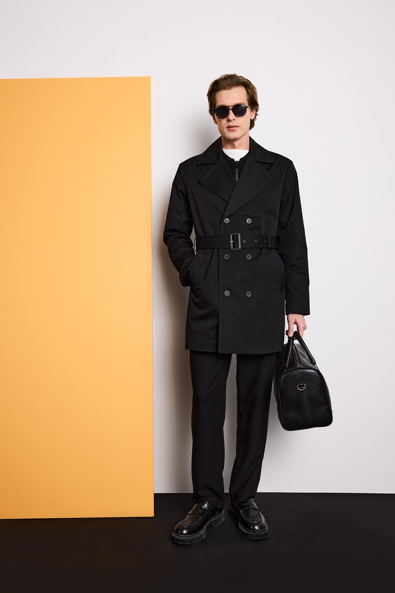 DeFacto Black Man Slim Fit Lined Buttoned Coat Casual - Image 2