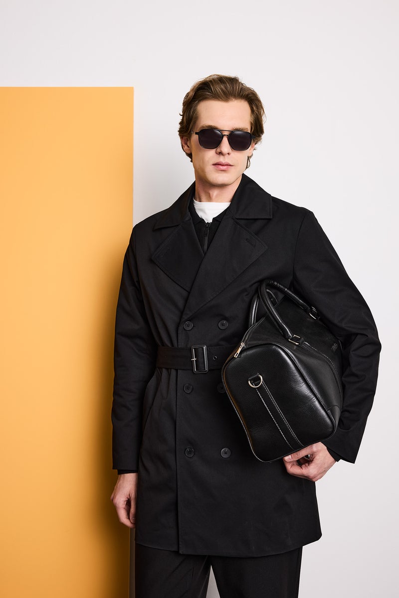 DeFacto Black Man Slim Fit Lined Buttoned Coat Casual - Image 1