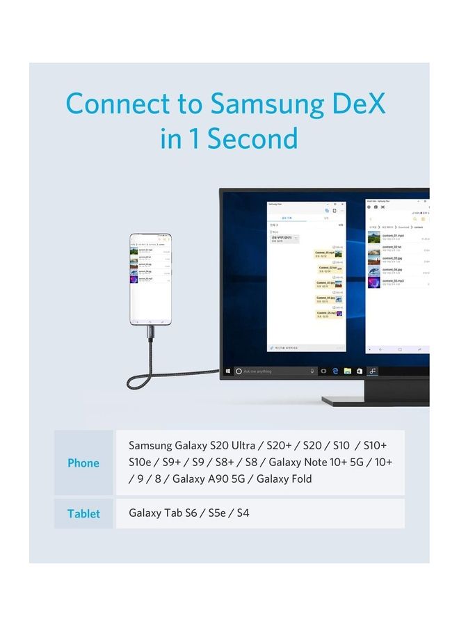 Anker USB-C To HDMI Nylon Cable 6 Feet Black Color - Image 3