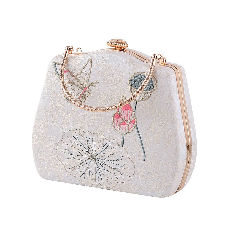 Vintage Chinese Floral Embroidery Handbag Bucket Bag - Image 1