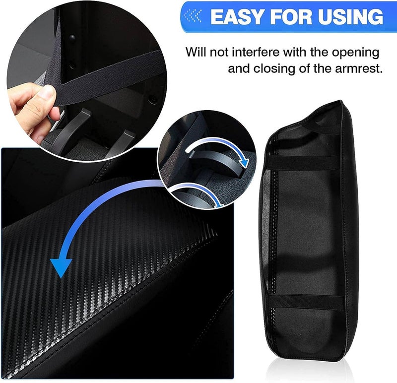 Autorder غطاء وحدة التحكم الوسطى لهيونداي سوناتا 2020 2021 2022 2023 ملحقات غطاء ذراع من ألياف الكربون مضاد للخدش وسادة وحدة التحكم الوسطى واقي ذراع من الجلد - Image 5