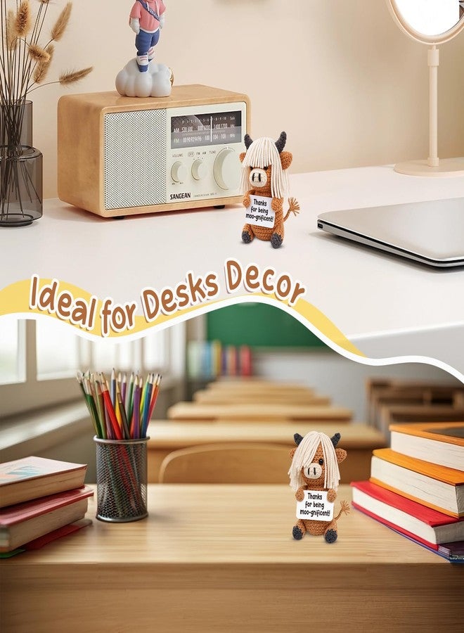 Frabaca Appreciation Gift for Teacher Women Men – “Thanks for Being Moo-gnificent” Positive Highland Cow Plush for Her Him Best Friend Coworker – Cute Positive Heifer Keepsake for Nurse Week Easter Stuffers - Image 5