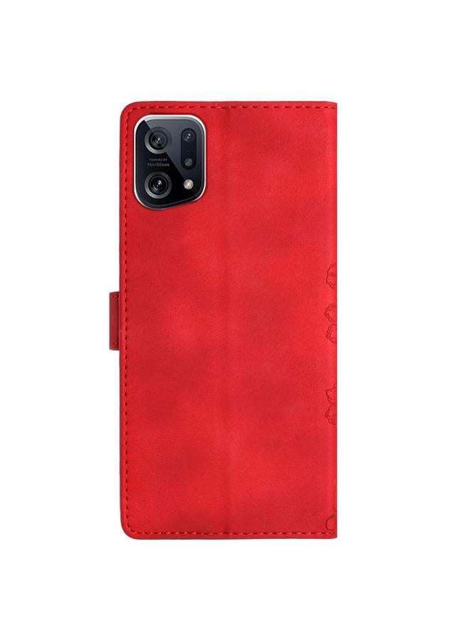 S-TOP Case For OPPO Find X5 Cherry Blossom Butterfly Skin Feel Embossed PU Phone Case - Image 3