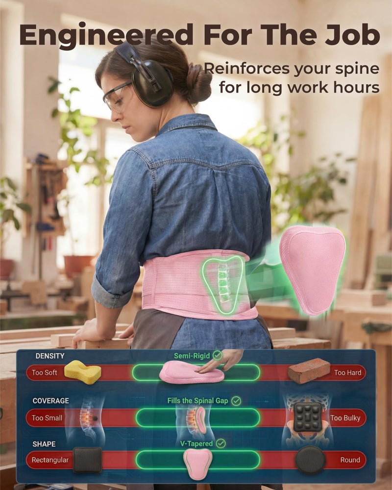 Sparthos Women's Back Brace for Lower Back Pain - Pink Lumbar Support Belt for Sciatica Relief - Breathable Lower Back Brace for Women - Fits 38â€“44â€³ Waist (Medium) - Image 3
