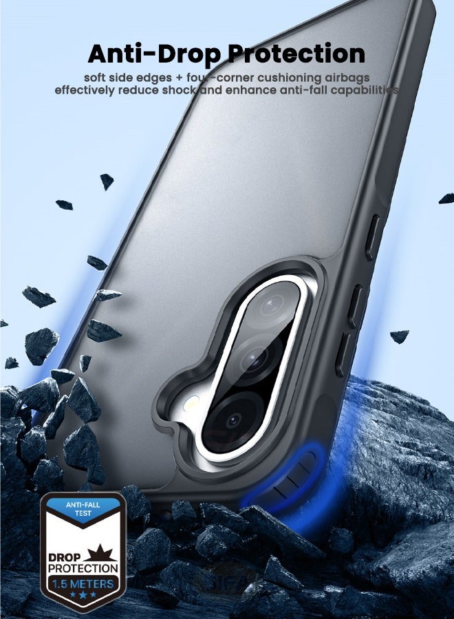 Samsung Galaxy A56 Cover with HD Tempered Glass Screen Protector, Slim Frosted Hard Case, [Four Corners Anti Drop][Anti Fingerprint][No Yellowing] Translucent Shockproof Skin Friendly Back Cover for Samsung Galaxy A56 5G 6.7 inch (1+1 Pack)