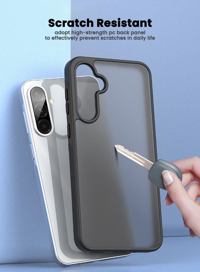 Samsung Galaxy A56 Cover with HD Tempered Glass Screen Protector, Slim Frosted Hard Case, [Four Corners Anti Drop][Anti Fingerprint][No Yellowing] Translucent Shockproof Skin Friendly Back Cover for Samsung Galaxy A56 5G 6.7 inch (1+1 Pack)