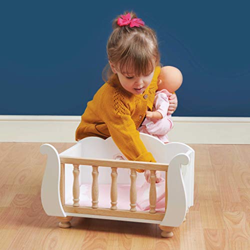 Le Toy Van  Educational Wooden Toy Role Play Beautiful Sleigh Doll Cot  Crib  Girls Pretend Play Toy Pram Playset  for Ages 3 - Image 5