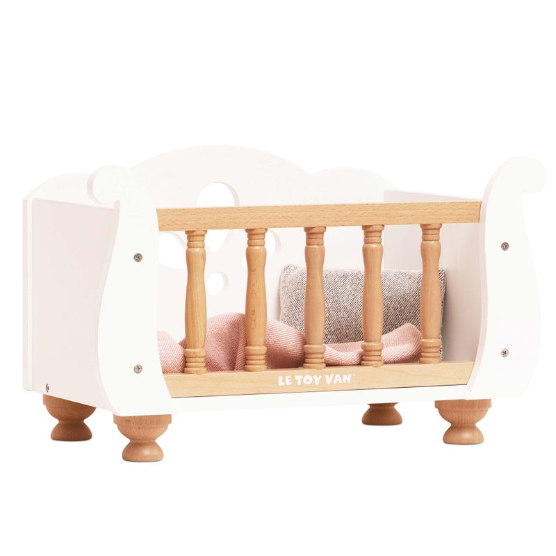 Le Toy Van  Educational Wooden Toy Role Play Beautiful Sleigh Doll Cot  Crib  Girls Pretend Play Toy Pram Playset  for Ages 3 - Image 3