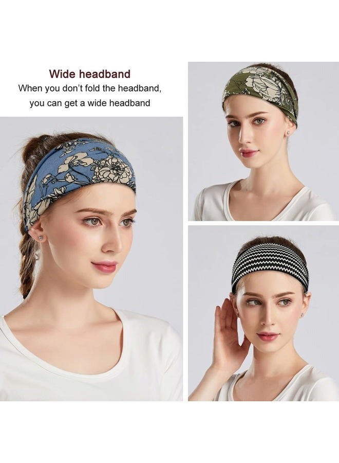 YONUF Boho Headbands For Women Fashion Wide Headband Yoga Workout Head Bands Hair Accessories Band 6 Pack - Image 5