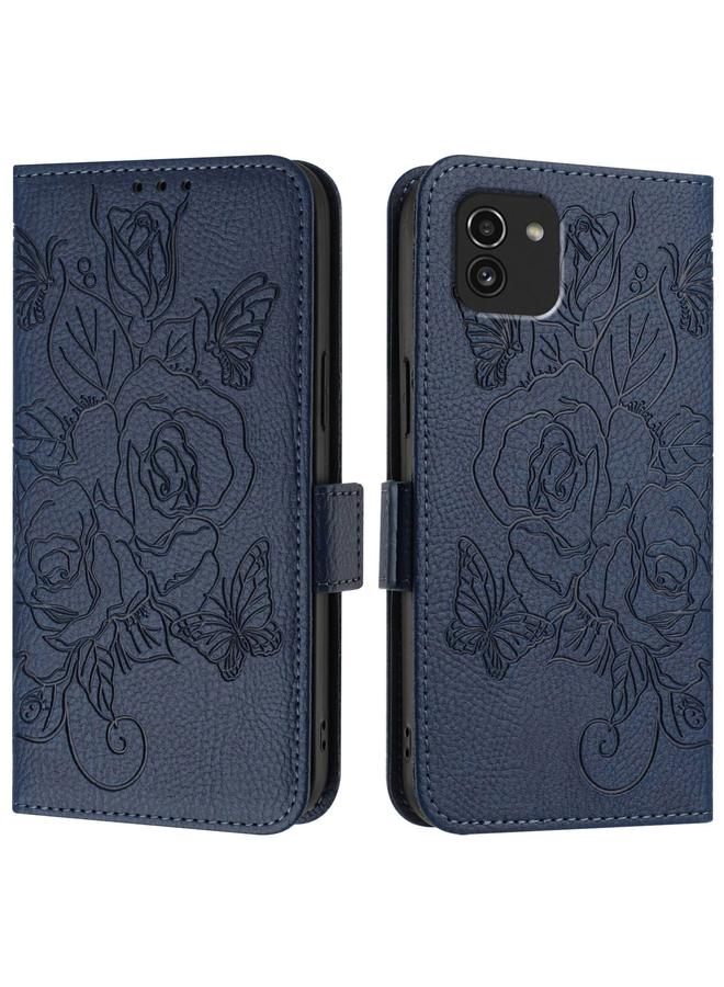 S-TOP Case For Samsung Galaxy A03 166mm Embossed Rose RFID Anti-theft Leather Phone Case - Image 2