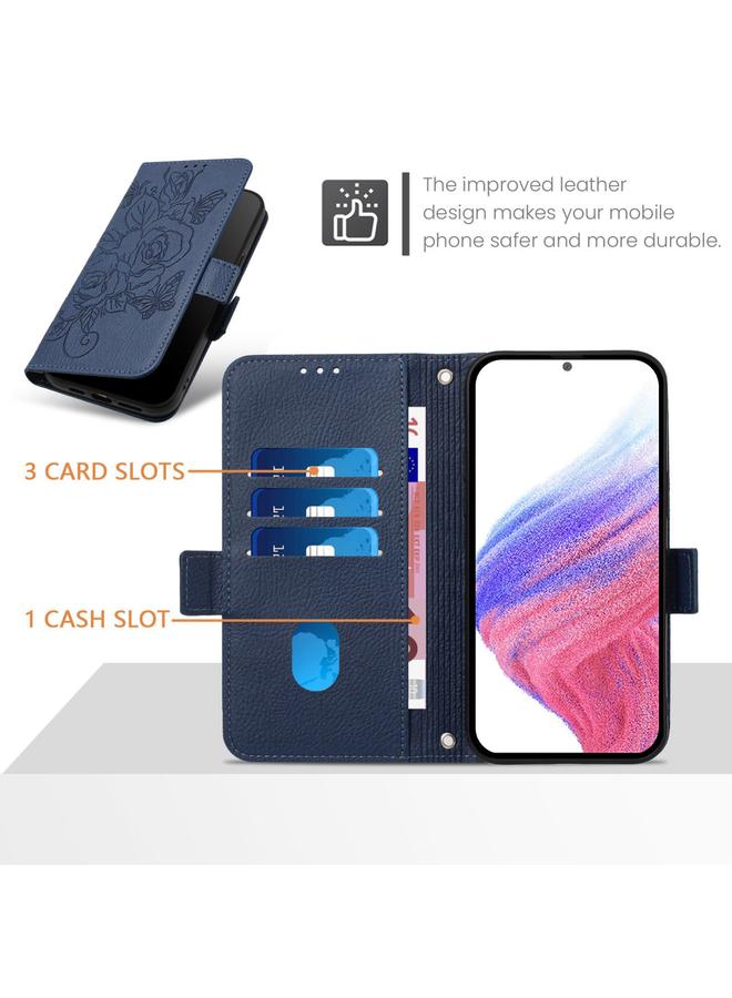 S-TOP Case For Samsung Galaxy A03 166mm Embossed Rose RFID Anti-theft Leather Phone Case - Image 4