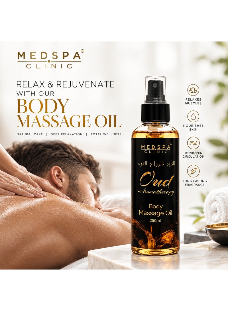 MEDSPACLINIC Oud Aromatherapy Massage Oil  250ml  A Exotic Blend for Relaxation and Tranquility - Soothes Muscles and Nourishes Skin - Luxurious Formula for Deep Tissue Massage. - Image 3