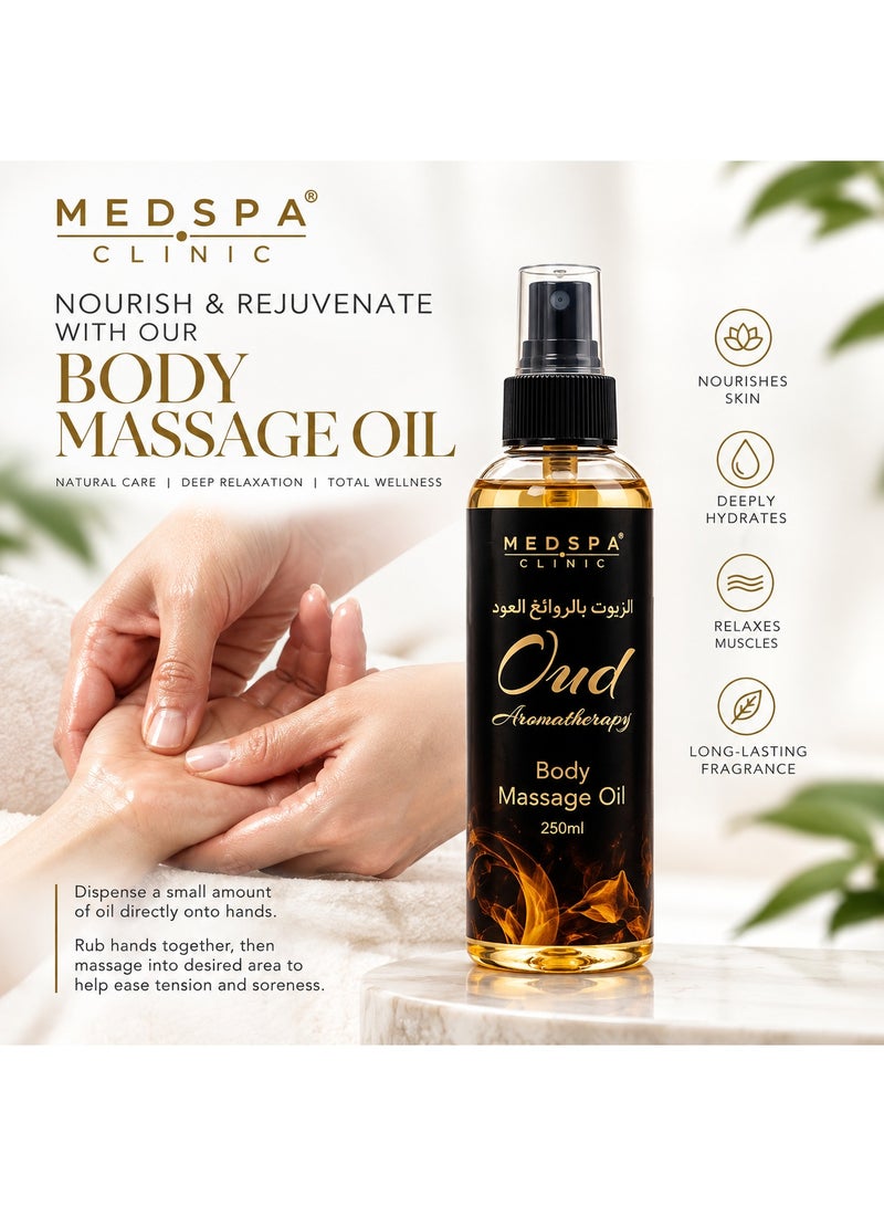 MEDSPACLINIC Oud Aromatherapy Massage Oil  250ml  A Exotic Blend for Relaxation and Tranquility - Soothes Muscles and Nourishes Skin - Luxurious Formula for Deep Tissue Massage. - Image 2