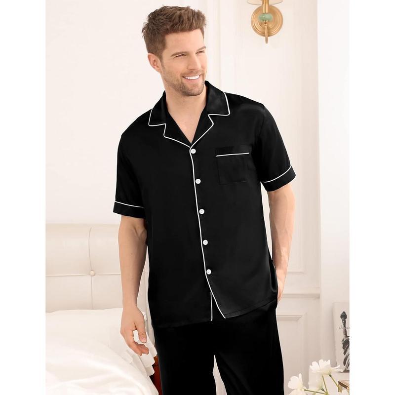 Silk Short Sleeve Pajama Set for Men - Image 2