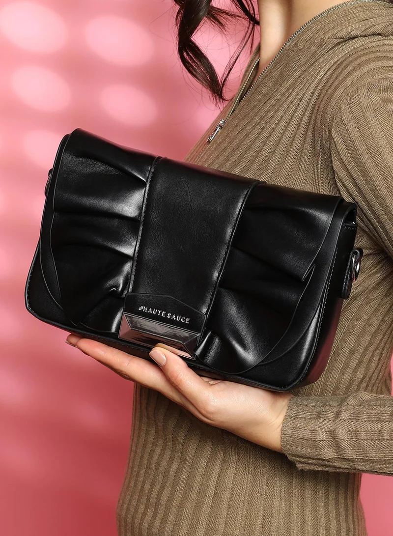 Haute Sauce  Women's The Ruched Sling Bag - Midnight Black for Women | Best Price UAE