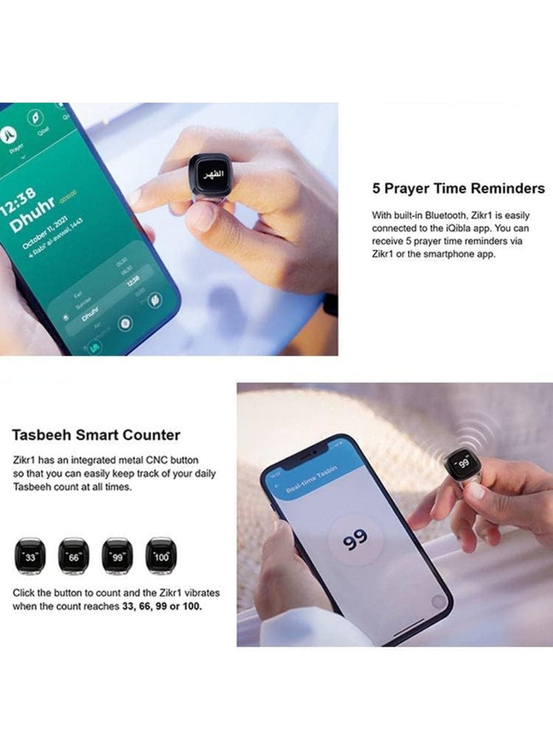 Zikr Tasbih Rings Smart Counter ring with app (18mm Nova Blue ) - Image 3