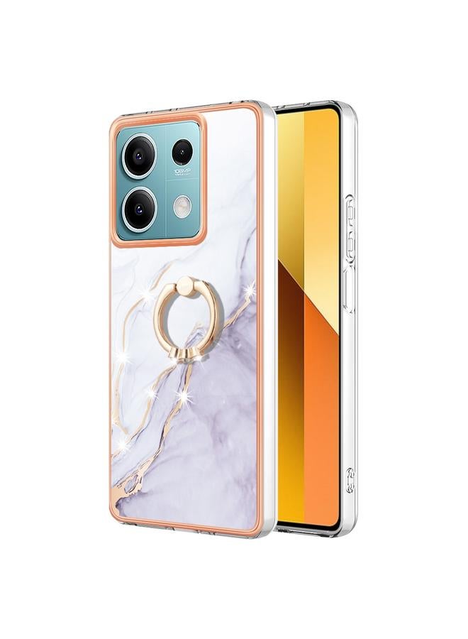 The Bros Case For Xiaomi Redmi Note 13 5G Global Electroplating Marble IMD TPU Phone Case with Ring Holder