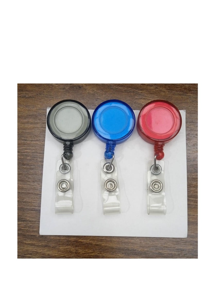 Terabyte 3 Pcs Retractable Name Badge Holder Reel with Belt Clip Badge Reel Retractable for Teachers, Students, Office Workers BLACK,RED,BLUE - Image 1
