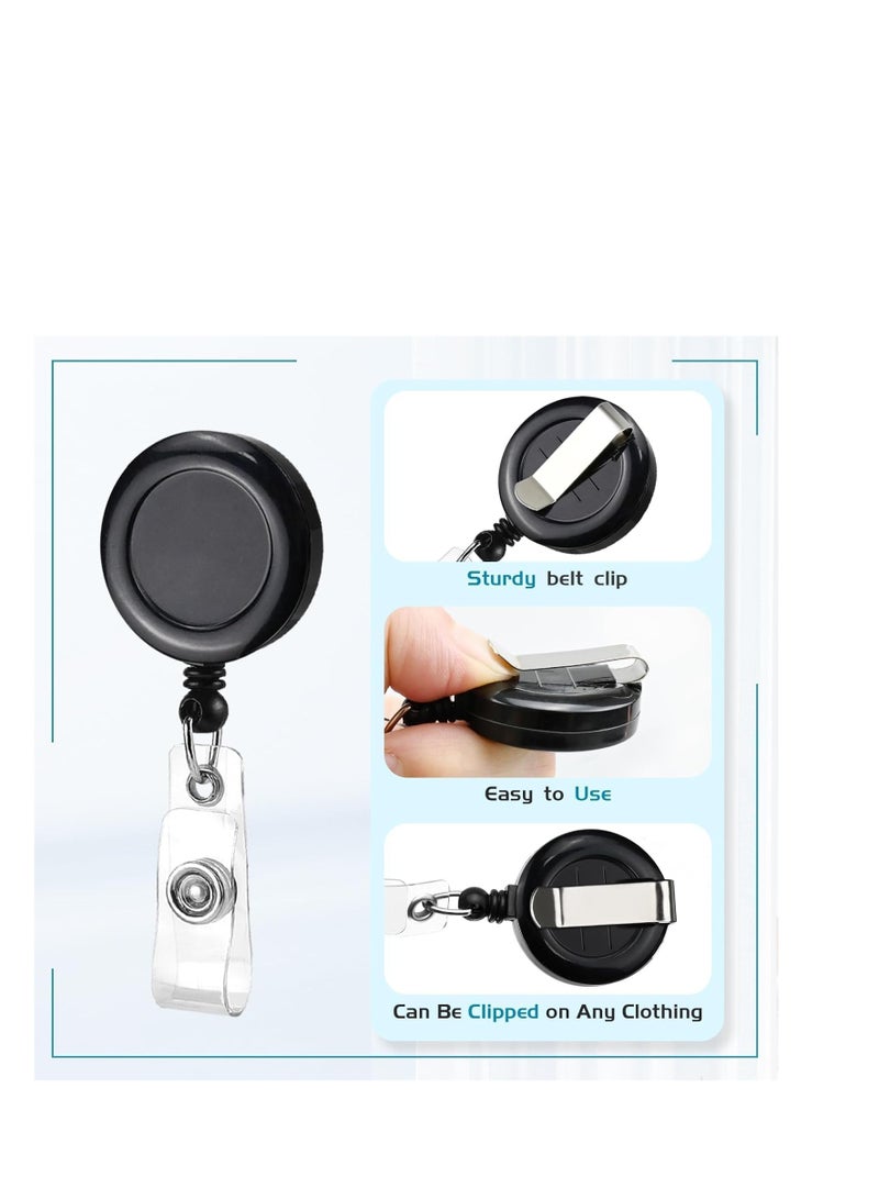 Terabyte 3 Pcs Retractable Name Badge Holder Reel with Belt Clip Badge Reel Retractable for Teachers, Students, Office Workers BLACK,RED,BLUE - Image 5