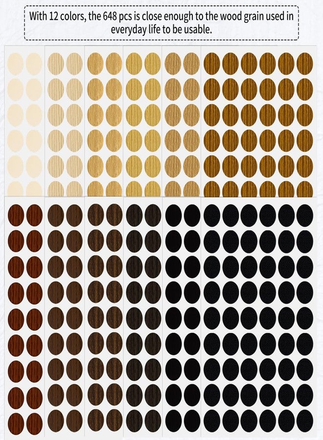 Quadafy 648 Pieces Screw Hole Covers Stickers, 12 Basic Color Colors Wood Stickers, Adhesive PVC Screw Cover Caps, for Wood Screws Wall Cabinets Desk Wall - Image 4