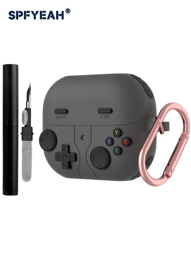 SPFYEAH Samsung Galaxy Buds 3 / Buds 3 Pro Case Cover with Keychain, Soft Silicone Game Player Design with 3D Button, Rugged Shockproof Classic Game Case with Cleaner Kit for Samsung Galaxy Buds 3 & 3 Pro (2024), Black - Image 1