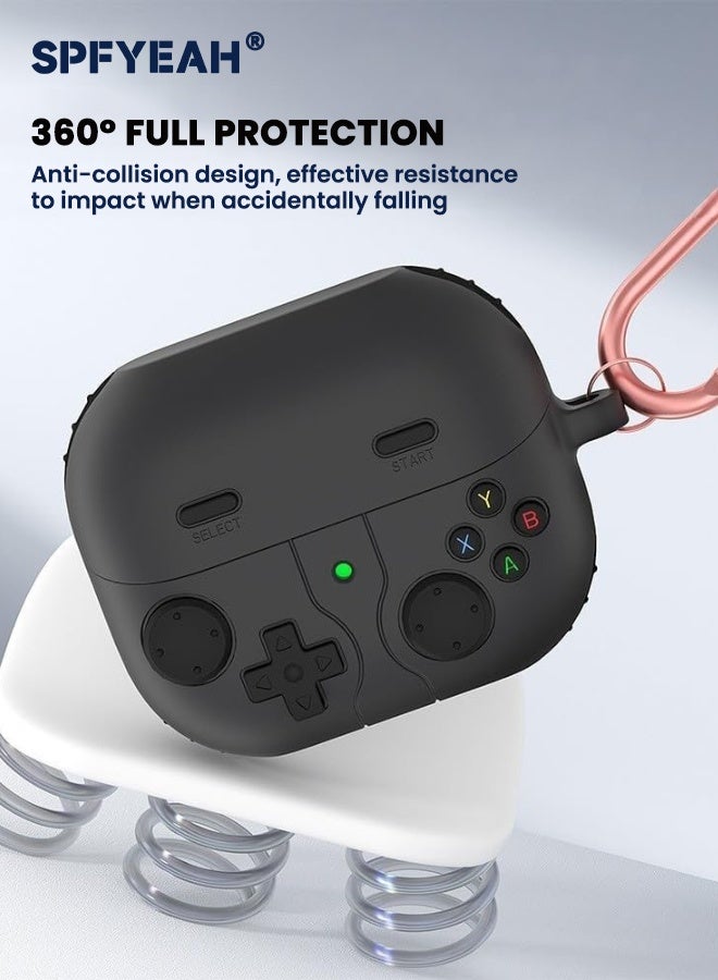 SPFYEAH Samsung Galaxy Buds 3 / Buds 3 Pro Case Cover with Keychain, Soft Silicone Game Player Design with 3D Button, Rugged Shockproof Classic Game Case with Cleaner Kit for Samsung Galaxy Buds 3 & 3 Pro (2024), Black - Image 3