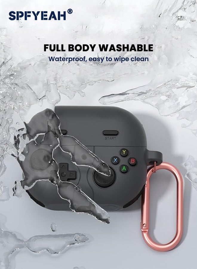 SPFYEAH Samsung Galaxy Buds 3 / Buds 3 Pro Case Cover with Keychain, Soft Silicone Game Player Design with 3D Button, Rugged Shockproof Classic Game Case with Cleaner Kit for Samsung Galaxy Buds 3 & 3 Pro (2024), Black - Image 4