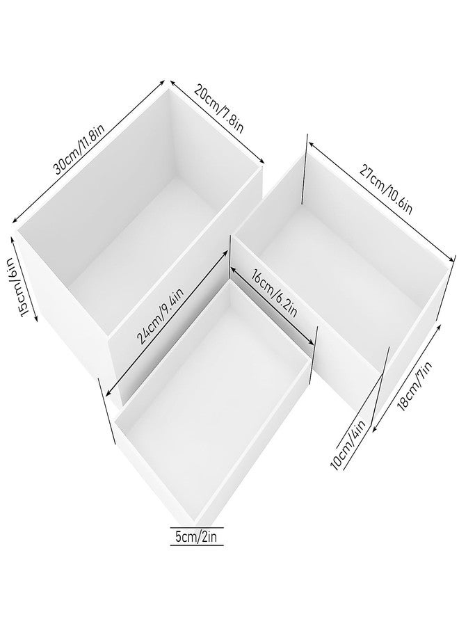 KisSealed 3 Pack White Buffet Food Risers, Large Size Acrylic Display Box for Dessert Table Food Drink Collectibles Jewelry Figures,Rectangle Display Stands for Retail Vendor Events, 12"11"10" - Image 2