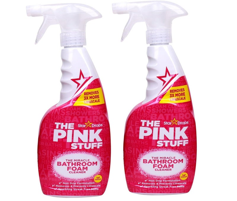 The Pink Stuff Miracle Bathroom Foam Cleaner Pack of 2 x 750ml – Powerful Limescale Remover Bathroom Cleaning Spray Streak Free Citrus Foam Cleaner for Tiles Glass and Surfaces Value Pack