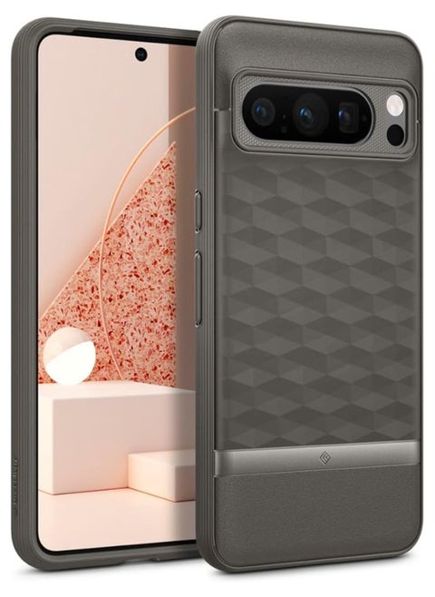 Caseology Parallax Pixel 8 Pro [Military Grade Drop Tested] TPU Case for Google Pixel 8 Pro case 5G, 3D Pattern (2023) - Ash Gray