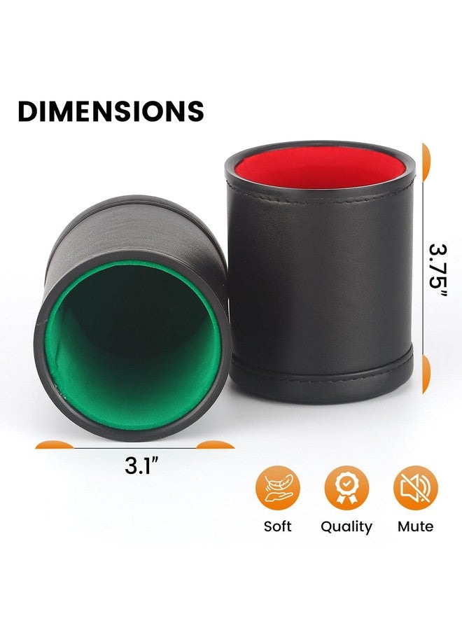 RERIVER RERIVER 5 Pack PU Leather Dice Cups Velvet Felt-Lined Shaker Cups with 30 Dot Dice for Bar Party Yahtzee Farkle Dice Games  - Image 5