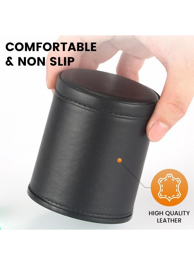 RERIVER RERIVER 5 Pack PU Leather Dice Cups Velvet Felt-Lined Shaker Cups with 30 Dot Dice for Bar Party Yahtzee Farkle Dice Games  - Image 4