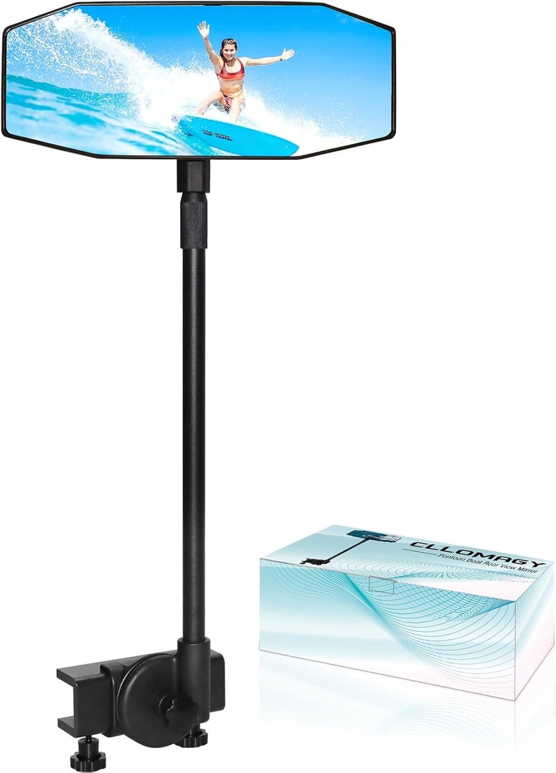 CLLOMAGY مرآة الرؤية الخلفية لقارب بونتون CLLOMAGY - 4.7" × 12.2" كبيرة جدًا، قابلة للتعديل بزاوية 360° لرياضات التزلج على الماء - Image 2