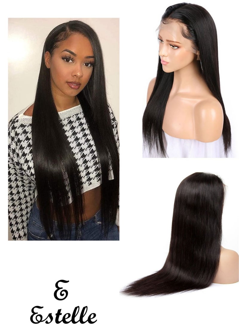 إستيل باروكات شعر طبيعي مفرود بدانتيل أمامي دانتيل 13x4 أسود طبيعي 02 - Image 1