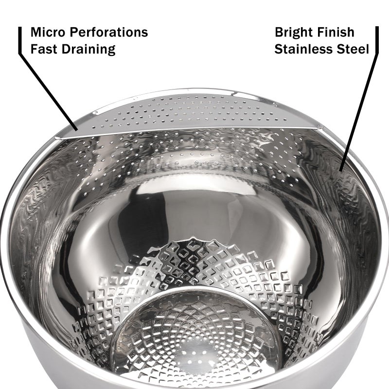 DOPMEP Rice Washing Bowl with Strainer Quinoa Washer Bowl, Stainless Steel Side Drainers Colander for Cleaning Fruits, Vegetables, and Beans - Versatile Kitchen Tool - Image 4
