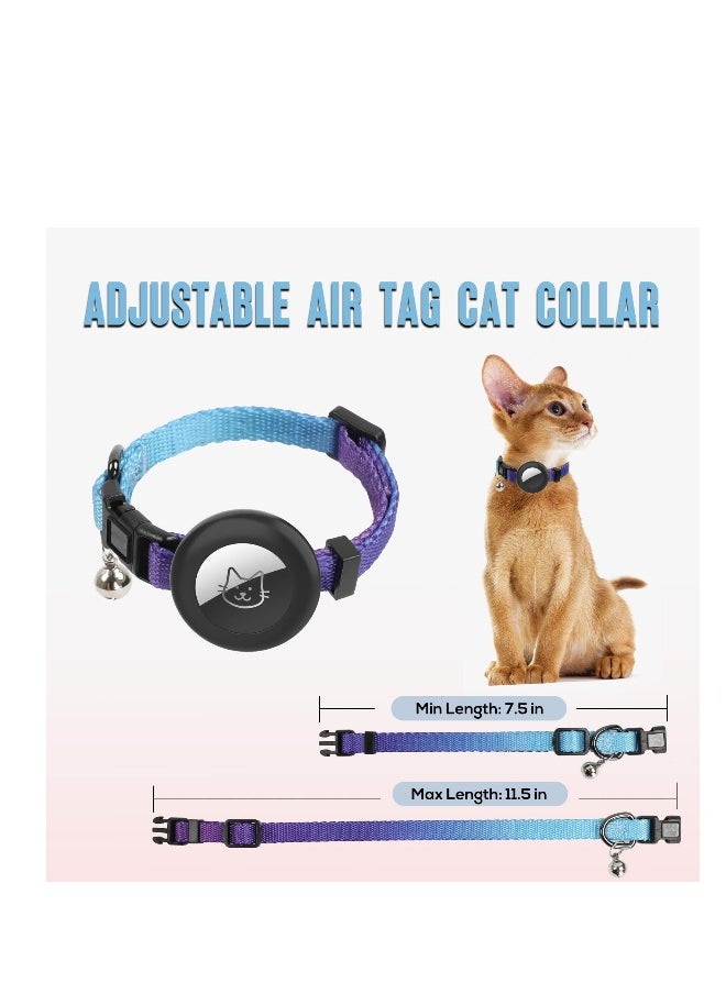 Generic - Adjustable Cat Collar with Bell and Safety Buckle, Airtag Holder for Small Pets, Compatible with Apple Airtag, Perfect for Cats, Kittens, and Puppies (Sky Blue) - Image 1