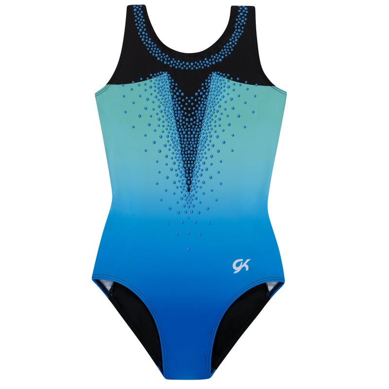 GK Girls Dazzling Diamonds Gymnastics Leotard - Dance Costume with Matching Scrunchie for Toddlers, Children, Juniors (CS, Blue) - Image 1