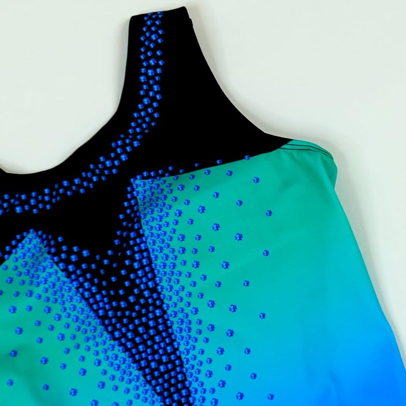 GK Girls Dazzling Diamonds Gymnastics Leotard - Dance Costume with Matching Scrunchie for Toddlers, Children, Juniors (CS, Blue) - Image 4