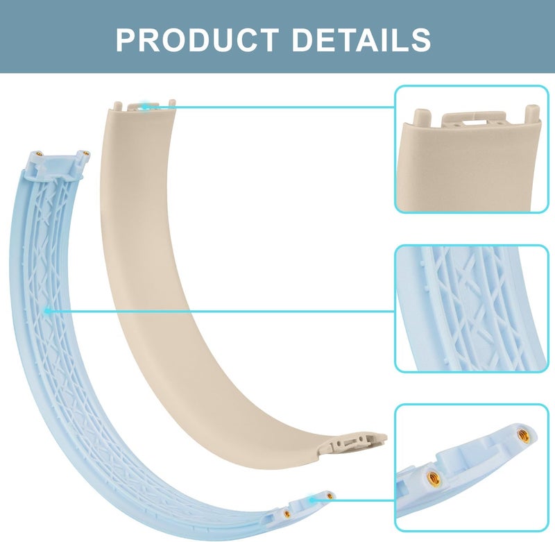 SOPROM Rubber Headband Replacement Cover for Beats Studio 2 & Studio 3 Wired &Wireless Headphones, Plastic Headstrap Pad Repair Parts Accessories (Studio3-Crystal Blue) - Image 3