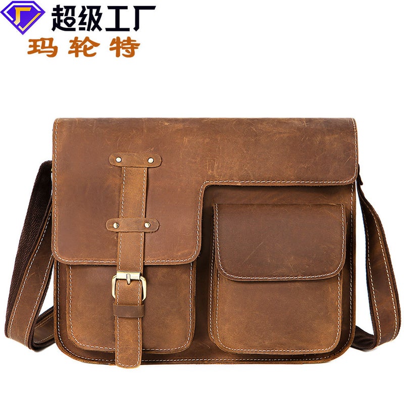 Marant Men'S Messenger Bag Genuine Leather Men'S Bag Retro Crazy Horse Leather Shoulder Crossbody Bag First Layer Cowhide Bag - Image 2