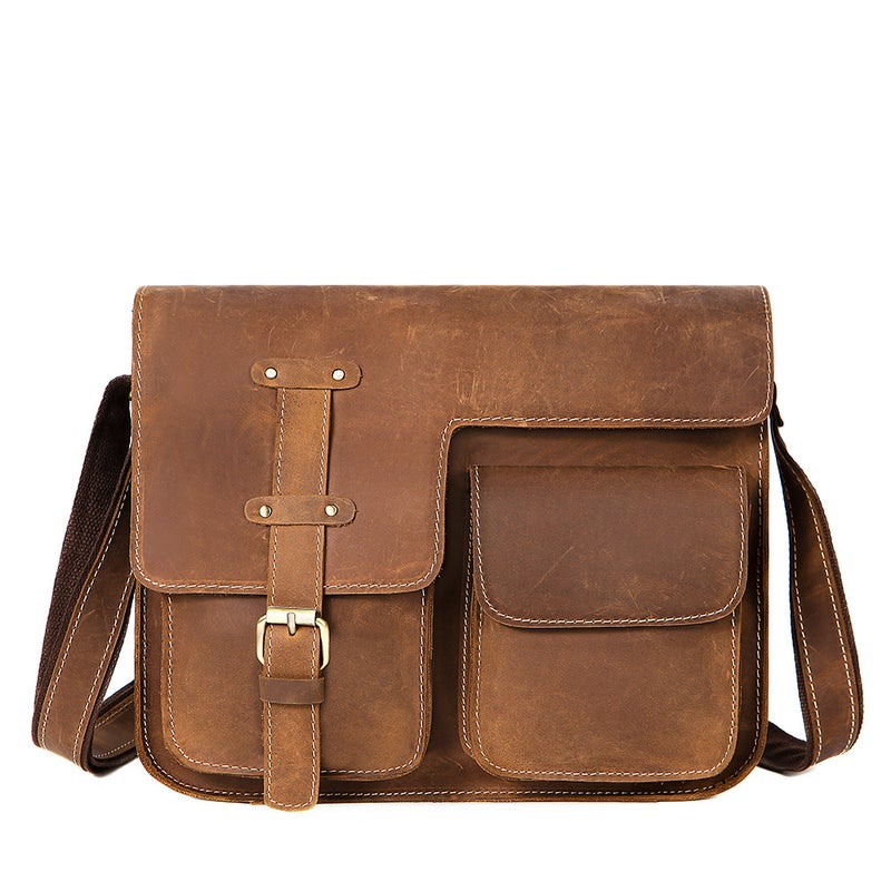 Marant Men'S Messenger Bag Genuine Leather Men'S Bag Retro Crazy Horse Leather Shoulder Crossbody Bag First Layer Cowhide Bag - Image 1